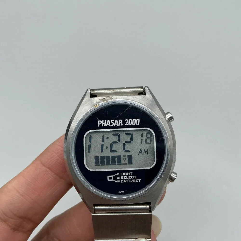Vintage Sears Phasar 2000 Mens Watch 36mm Digital Stainless New Battery 6.25